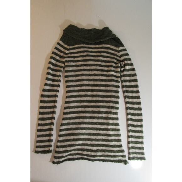 WetSeal Cardigan Long Open Front Olive and White Stripe Ladies M - Picture 4 of 6